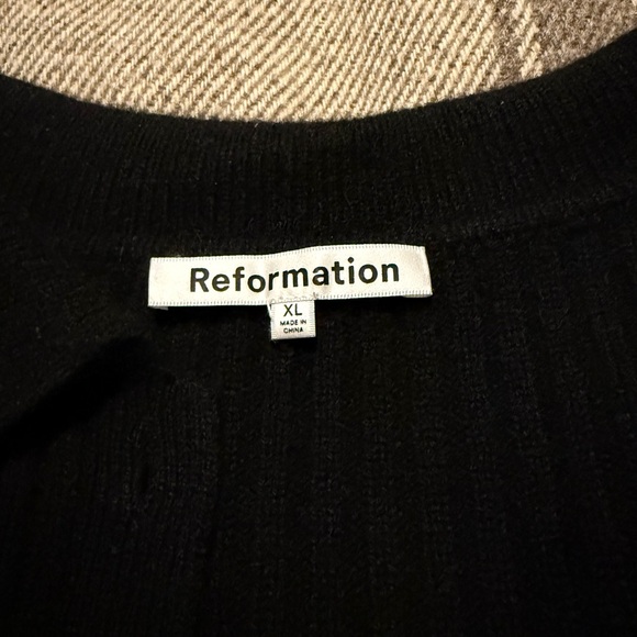 Reformation Black Ribbed Button-Up Sweater - Picture 3 of 5